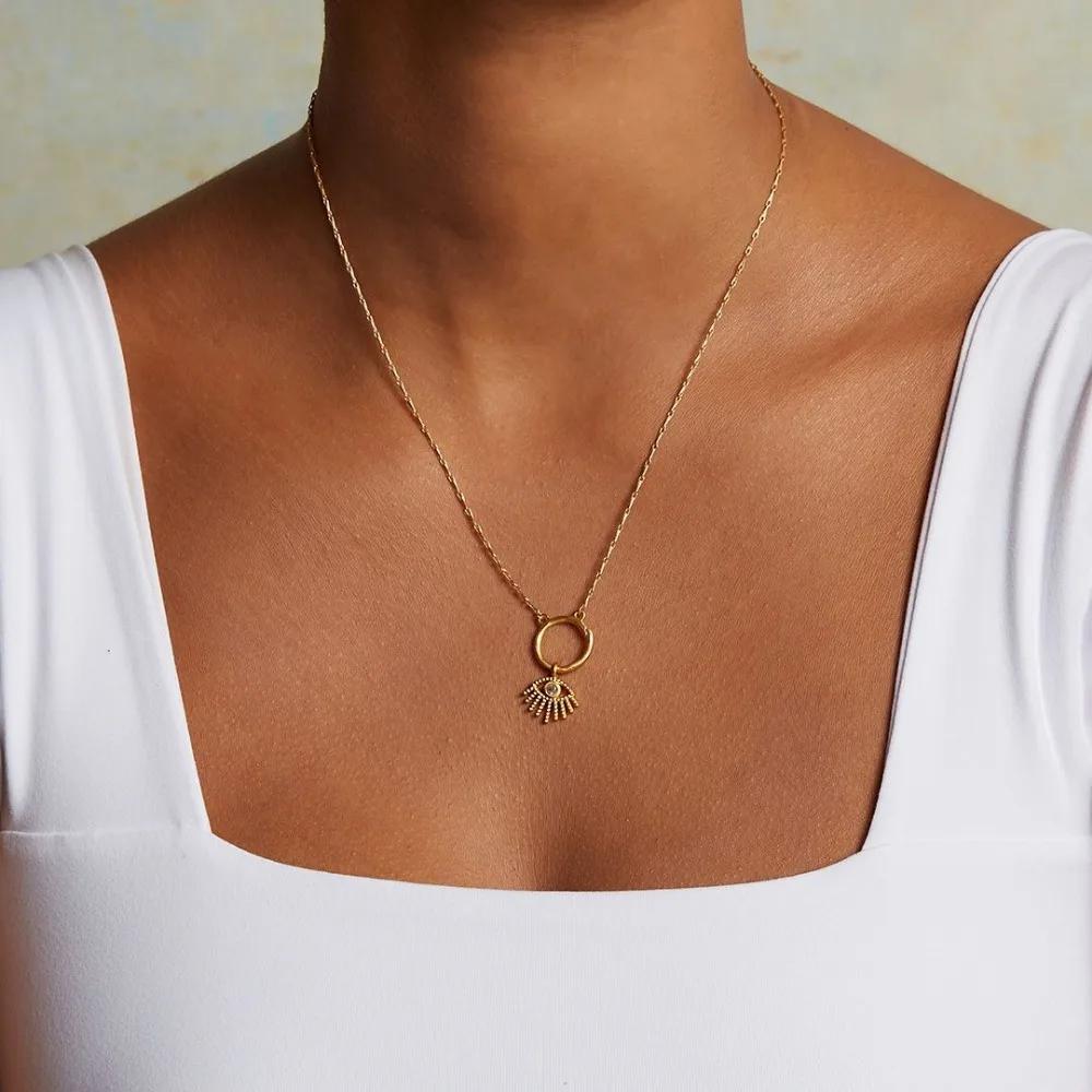 Exquisite Waterproof Moon Star Sun Evil Eyes Pendant for Women Charms Gold Color DIY Accessories Stainless Steel Jewelry