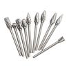 10pcs Hard Metal Carbide Rotary Burr Set Double-pattern Grinding Head Rotary File For Wood Carving Polishing Grinding