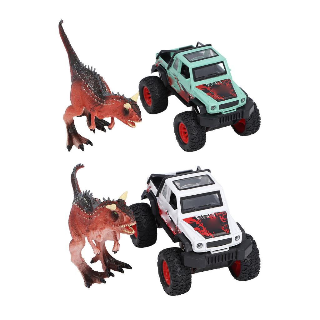 Off Road Car Toy Set with Dinosaur Sound Light Car Model Alloy Big Wheel Pull Back Off Road Toy Vehi