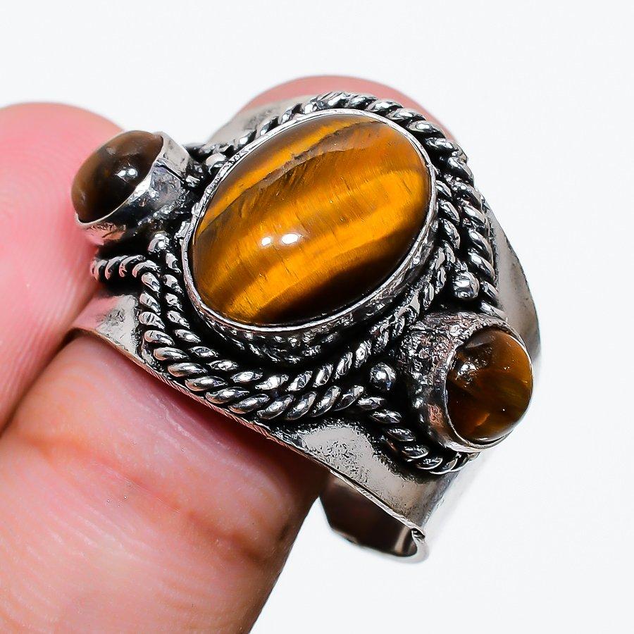 

Tiger Eye Gemstone Handmade Ethnic Jewelry Ring Size AdjustableSR-2795