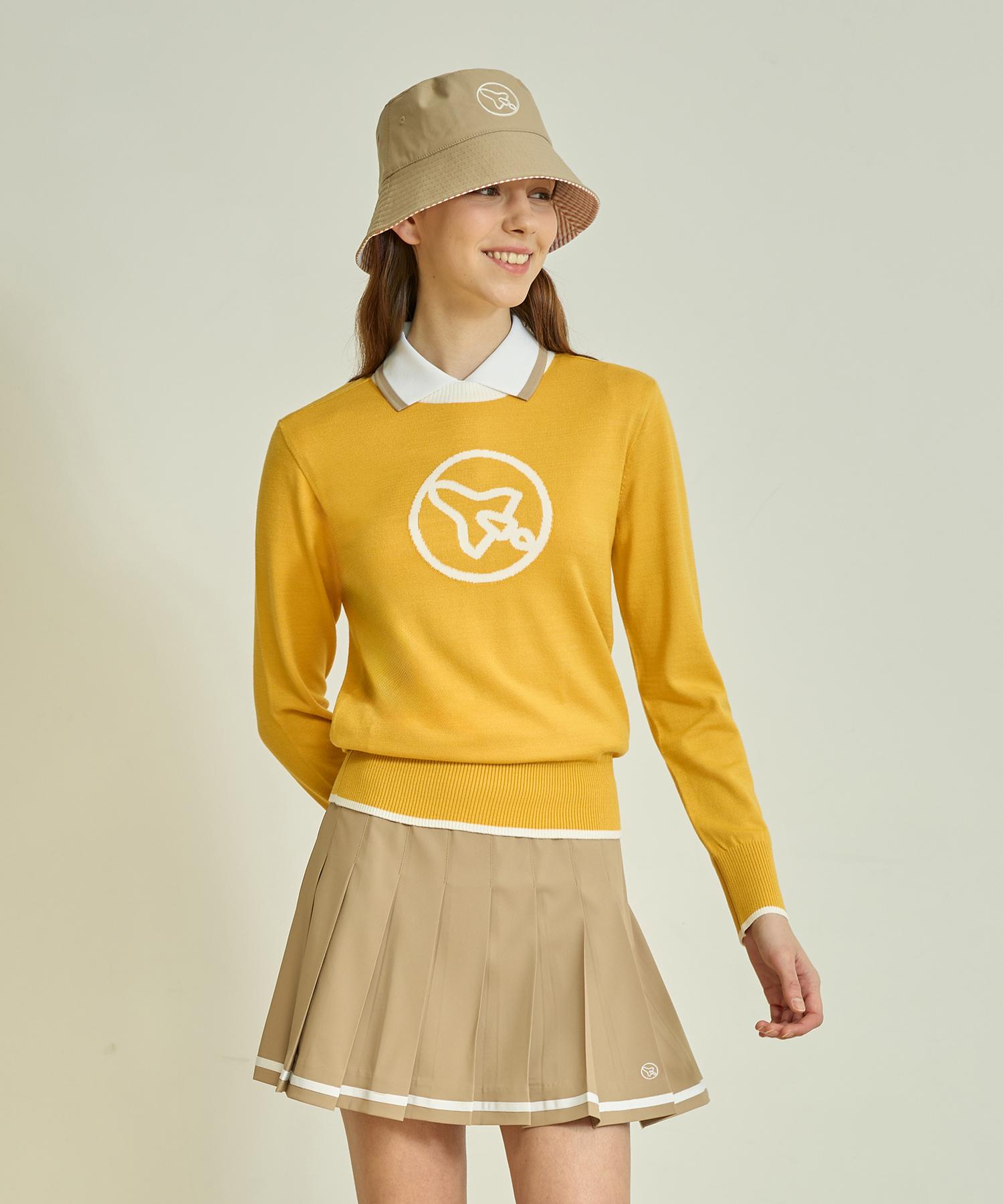 Antomas Circle Logo Round Neck Knit Women S - Mustard Xs