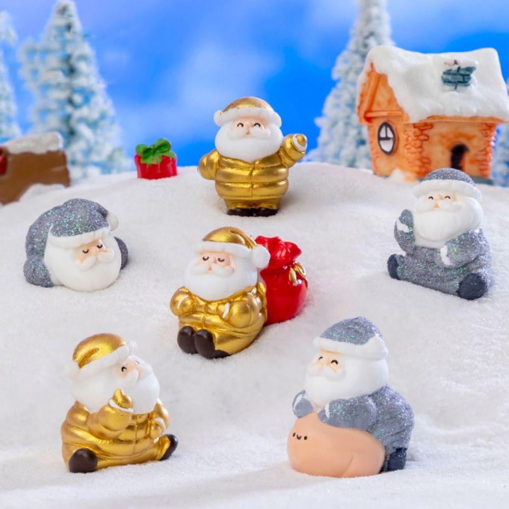 Resin Miniature Santa Claus Accessories Cartoon Santa Statue Creative Christmas Figurines  Festival