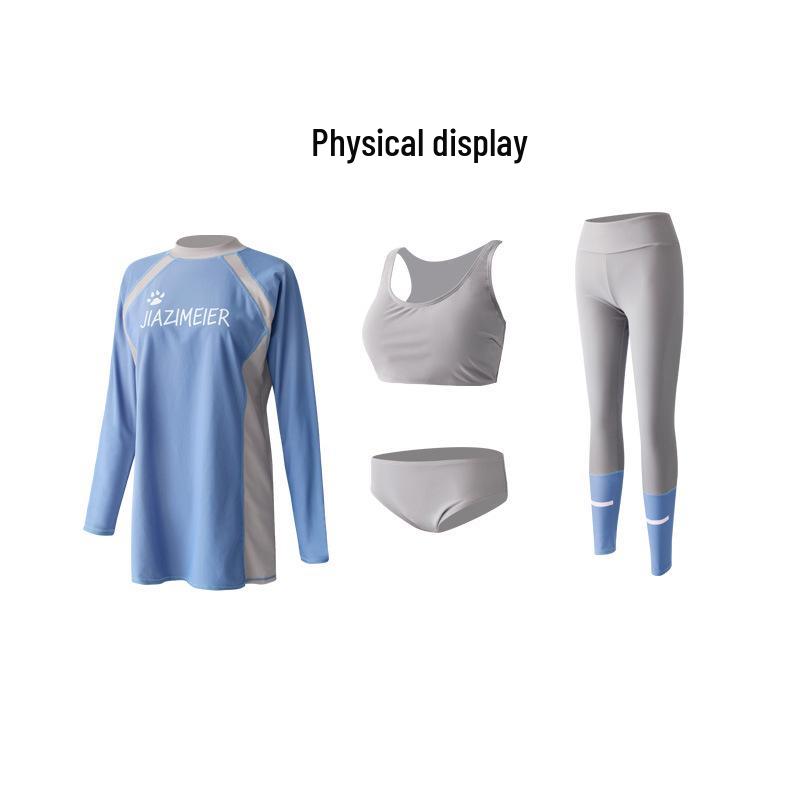 Women's Two-Piece Long Sleeve Quick-Dry Surfing Suit with Sun Protection