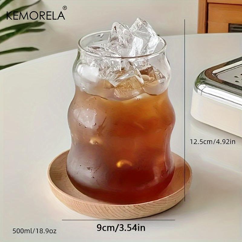 KEMORELA Transparant Drinking Glass Cup Wave Shape Iced Coffee Tumbler Cup Juice Milk Tea Mug Drinkware Water Glasses Ripple Mug