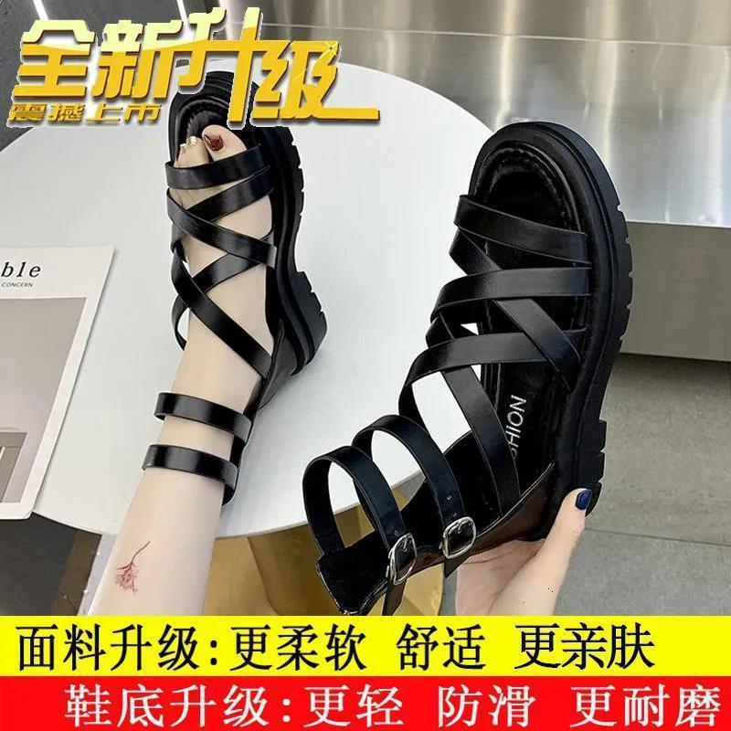 22 Summer New Sandals Rear Zipper Cross Strap Student Platform High Top Muffin Cool Boots Fashion Women's Shoes