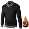 Autunno Inverno Uomo Maglione Scollo a V Lavorato a Maglia Spesso Elastico Caldo Maniche Lunghe Pullover Slim Fit Colore a Contrasto Lunghezza Media Uomo Biancheria Intima Termica
