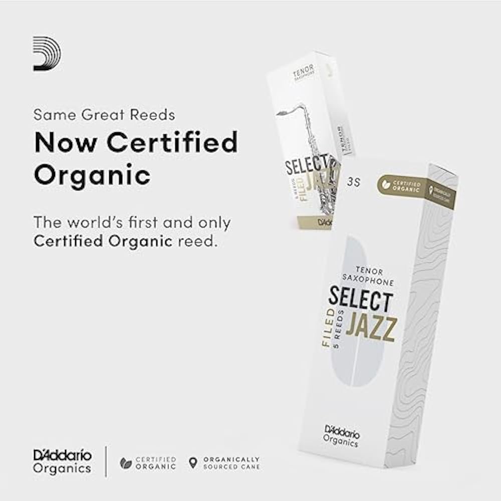 D'Addario WoodWinds for Daddario Reed Tenor Saxophones USDA Organic Certified SELECT JAZZ Filed O...