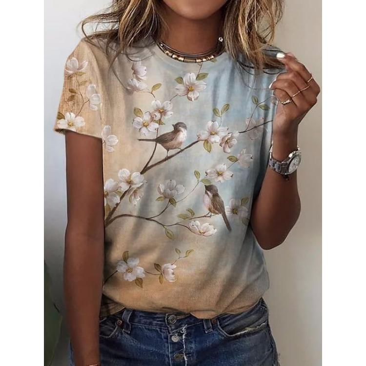 Korean Women's Harajuku Summer T-Shirt 3D Flower Graphic Short Sleeves O-Neck Fashion Tee Leisure Top Clothing