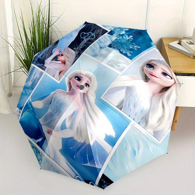 

Stitching Princess Elsa Automatic Opening and Closing Umbrella, Lightweight 3-Fold, With Cute Cartoon Characters, Suitable for Home, Outdoor