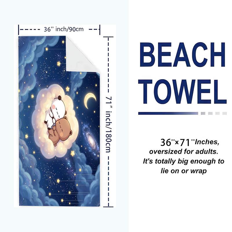 Bubu Dudu Cartoon Print Beach Towel, Large Soft Quick Dry Towel for Beach Camping Swimming