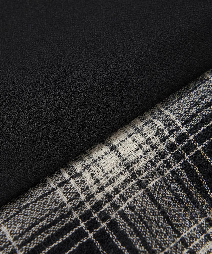 Cotton Bell Check Overlap Skirt - Black Check