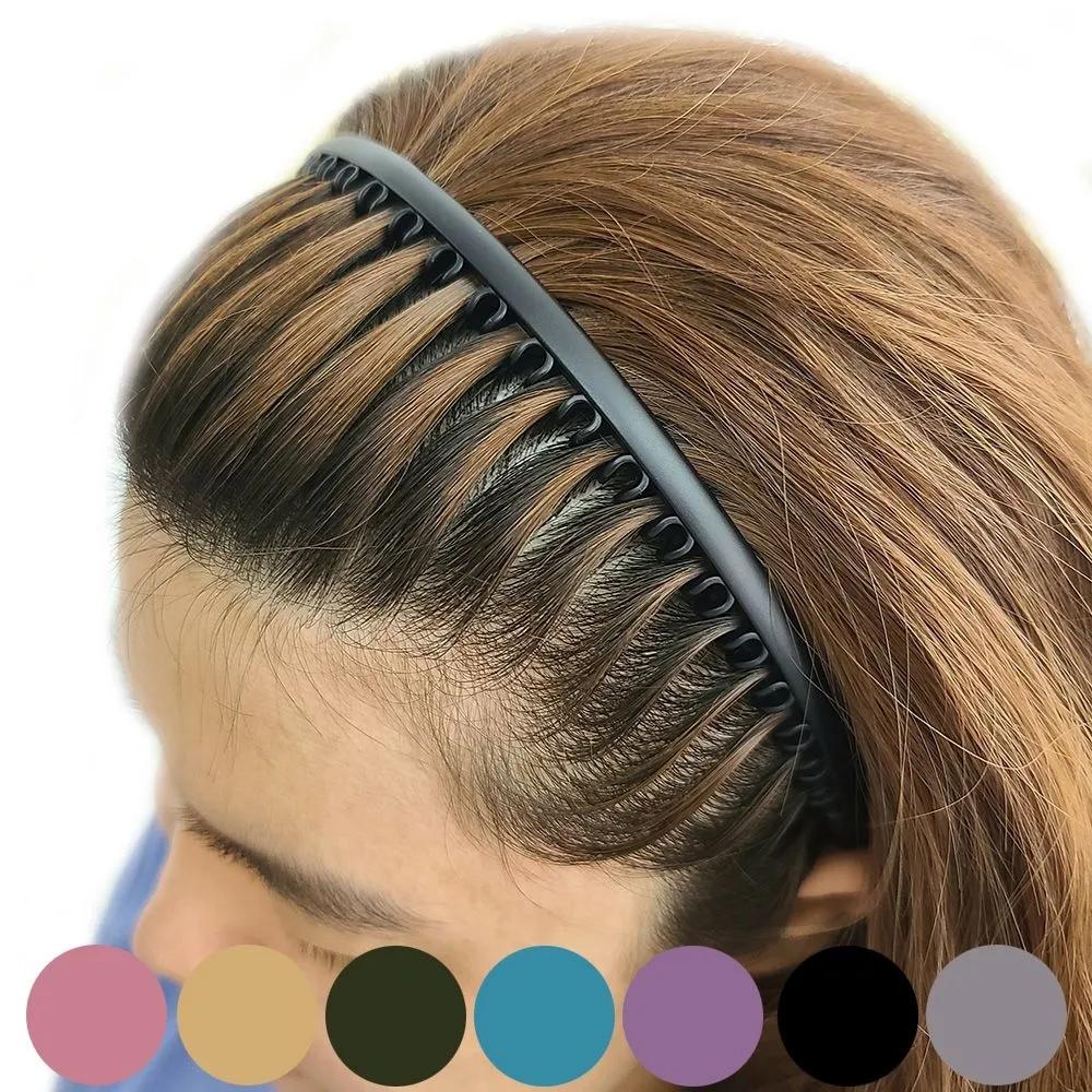 Pain-free plastic comb thin headband hairband men women FLCH01 gray