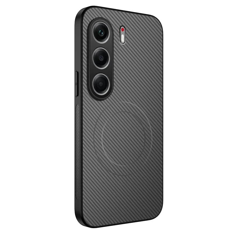 Carbon Fiber Texture Magnetic Wireless Charging Case For Tecno Camon 40 Premier Pro 4G 5G Matte Soft Silicone Cover Phone Cases
