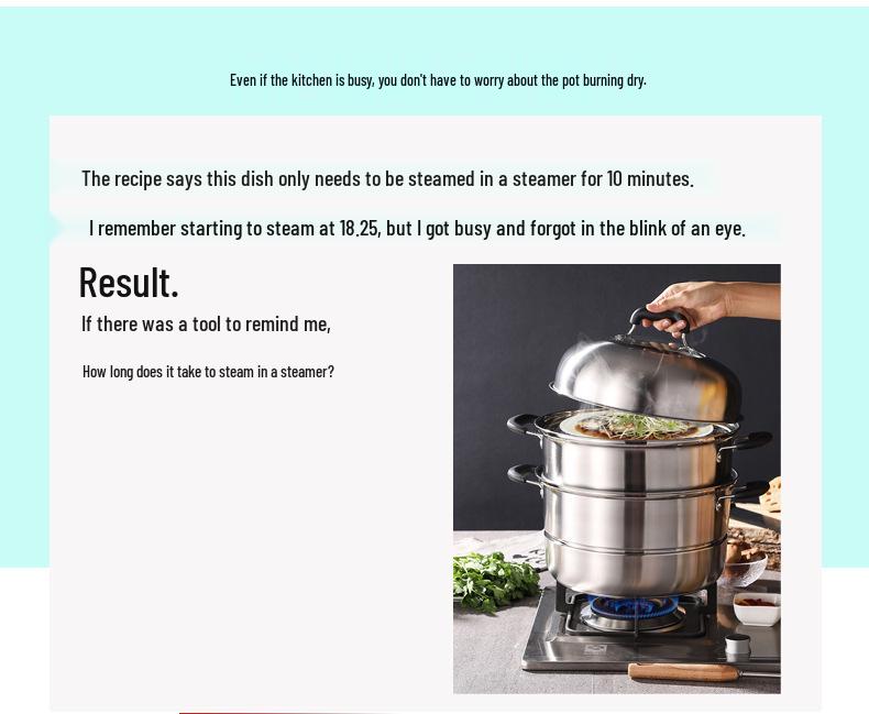 Stainless Steel 60-Minute Kitchen Timer for Baking and Cooking