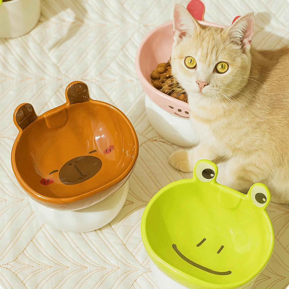 Ceramic Pet High Foot Bowl Cute Dog Food Feeding Basin Pet Drinking Feeder Kitten Puppy
