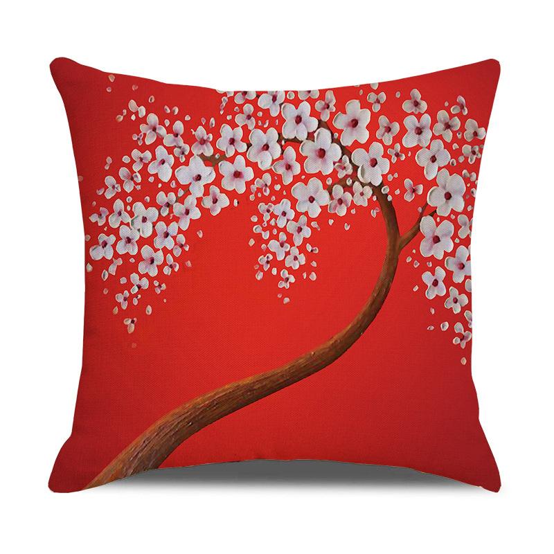 Nordic Home Furnishings Oil Painting Tree Pillow Cover Cartoon Pillow Linen Sofa Cushion Cover New Home Furnishing