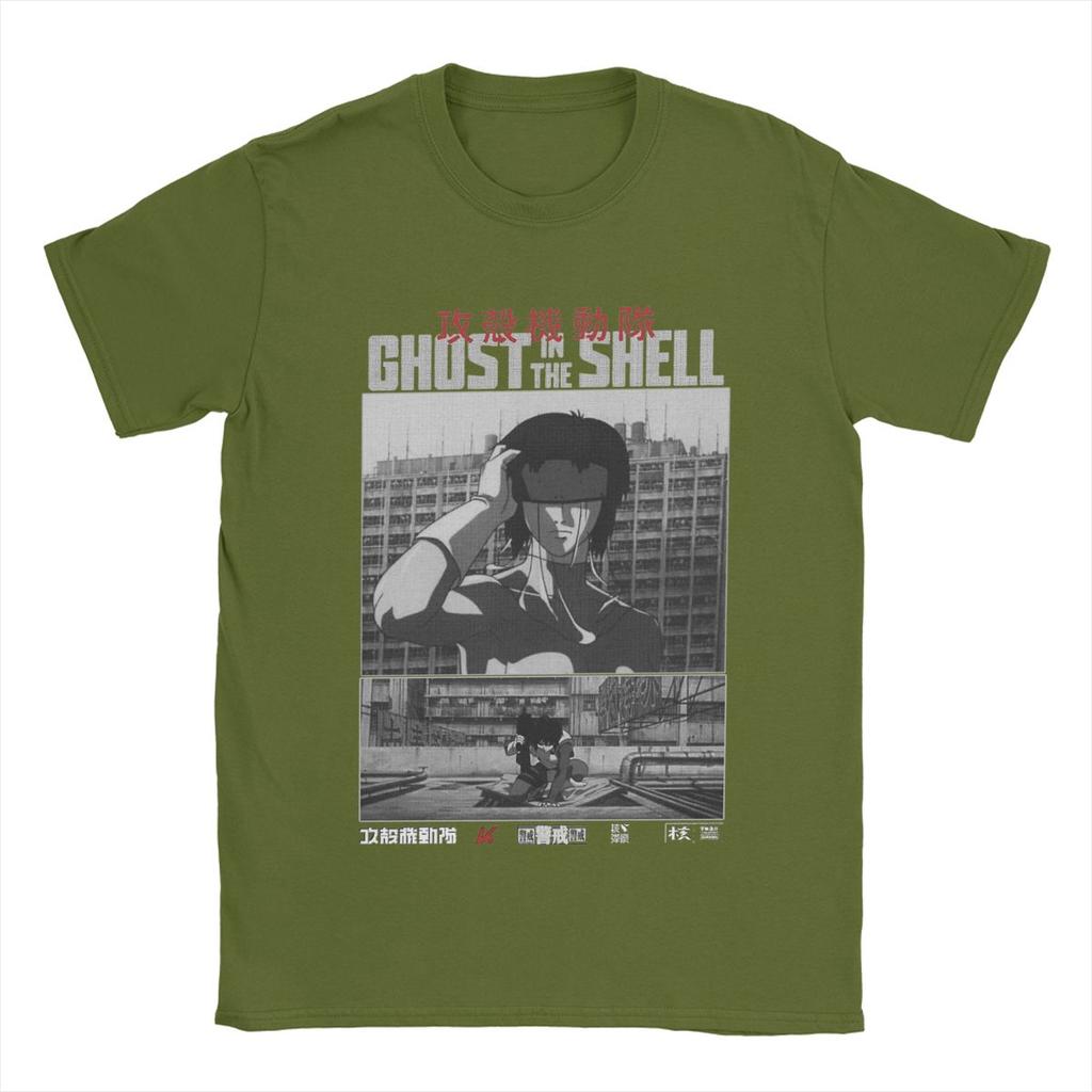 Vintage Major Motoko Kusanagi Ghost In The Shell T-Shirt for Men Pure Cotton T Shirt Anime Short Sleeve Tee Shirt Big Size Tops
