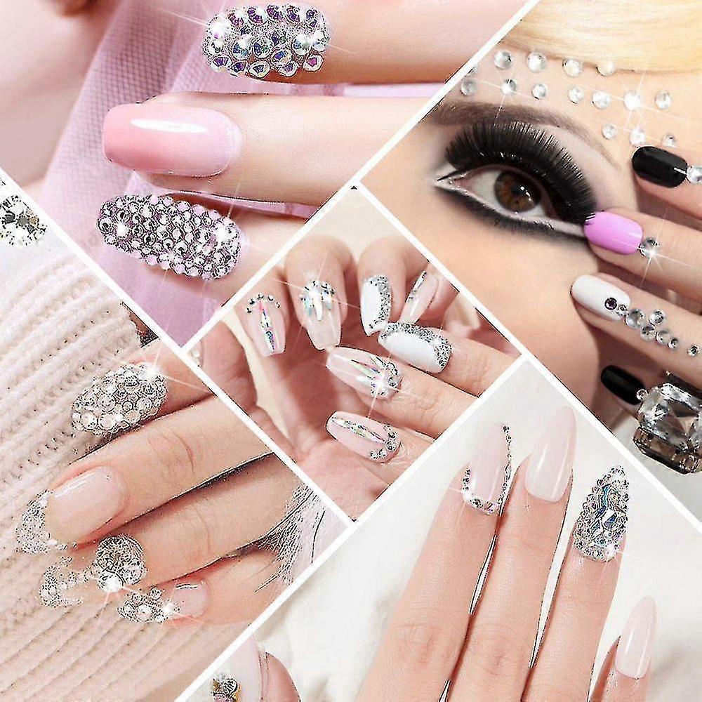 3000pcs Rhinestones 6 Sizes Flat Back Gems,ab+clear Rhinestones Nail