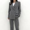 Style Latte Women Stripe Span Double Jacket Semi Tailored Suit