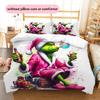 1 Stück Grinch-Muster Bettwäsche Steppdecke Set Bettbezug Kissenbezug Heimdekoration Geburtstagsgeschenk (1 Bettbezug + 2 Kissenbezüge, ohne Füllung)