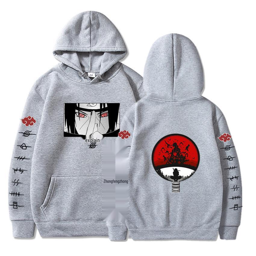 2024 Naruto Anime Men's Trendy Fleece Hooded Sweatshirt - Spring/Autumn Casual Long Sleeve