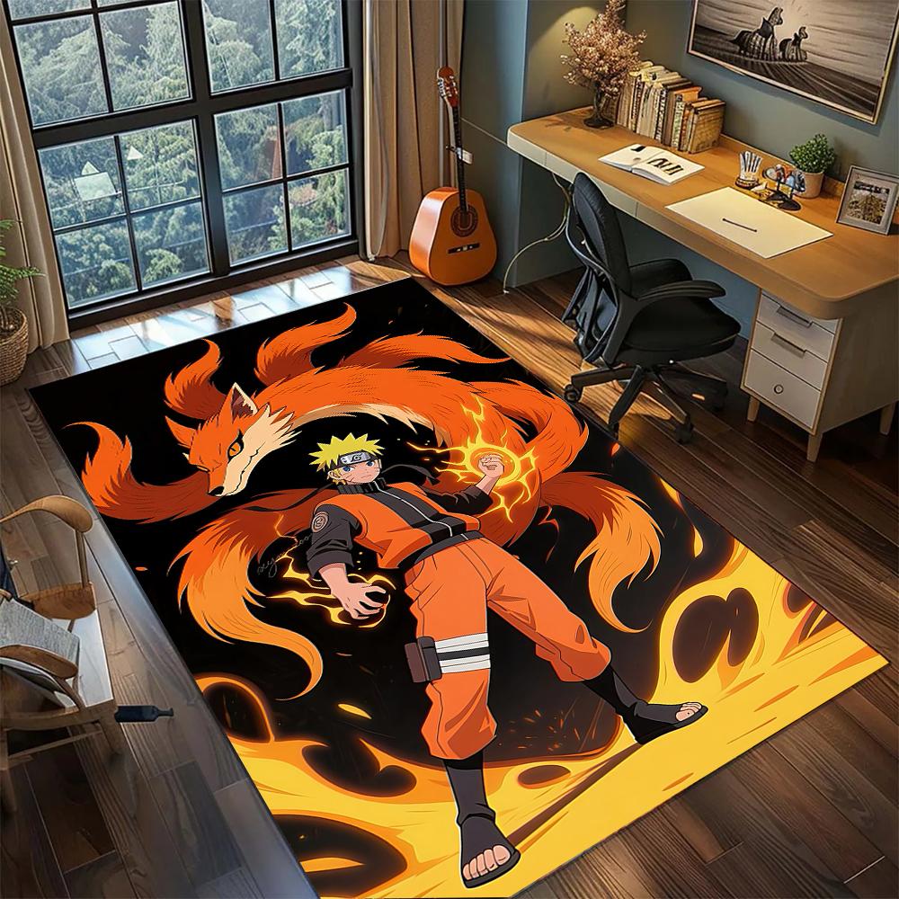 

Uzumaki Naruto Nine-Tails Kurama Power Rug Carpet Large Area Rug Non Slip Washable Floor Mat Gamer Room Bedroom Home Decor 60x90cm
