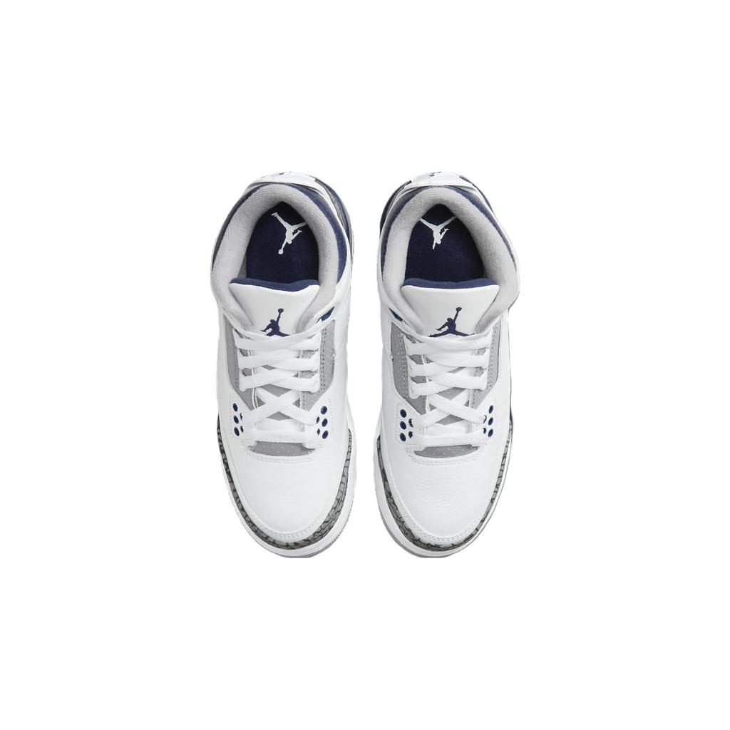 Air Jordan 3 Retro GS Midnight Navy Kids Sneakers White Cement-Grey Black DM0967-140