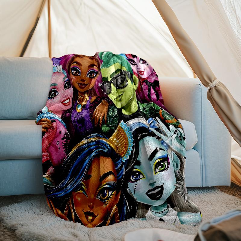 1pc Monster High (4) Theme Blanket - Digital Print, Polyester, Cozy for All Seasons, Perfect for Outdoor, Camping, and Travel