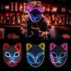 1PC Glowing Demon Slayer Led Face Mask Anime Cosplay Prop Cat Face Fox Halloween Cold Light Flashing Mask Party Costume