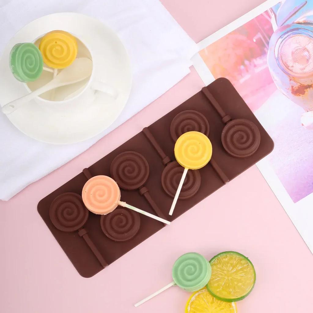6 Cavity Consecutive Whirlpools Lollipop Molds Handmade Chocolate Mold DIY Chocolate Cheese Stick Silicone Mold Kitchen Bakeware