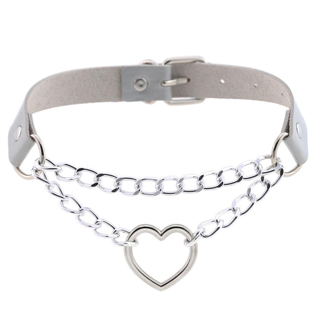 Pastelově gothický choker srdíčkový obojek pro dívku cosplay Harajuku náhrdelník krční pásek choker Kawaii růžové estetické doplňky