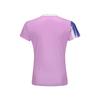 Li Ning Badminton Series Graffiti Letter Print V-Neck Short Sleeve T-Shirt Women Tops Light-Blue Purple AAYV048-4