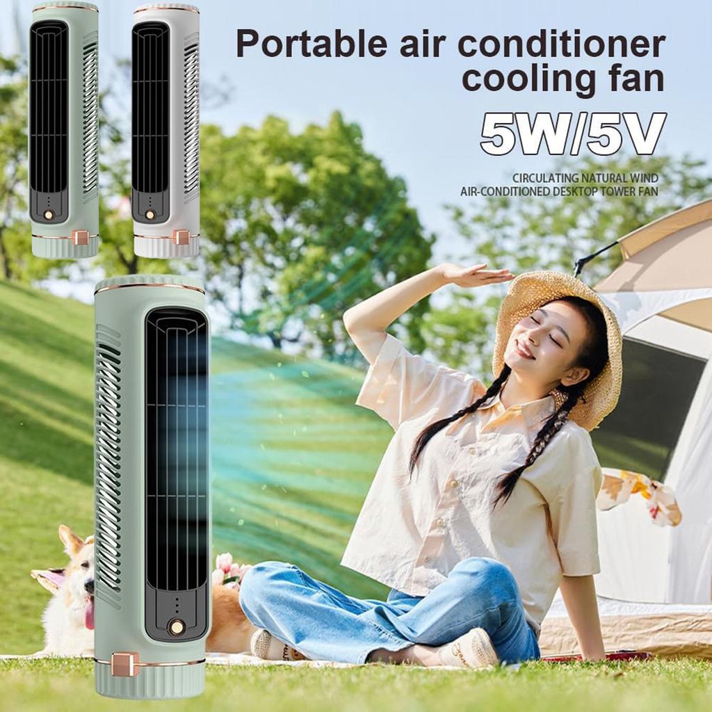 Quiet Tower Fan, Portable Automatic Remote Head Conditioner, Energy Saving & High Efficiency USB Personal Conditioner