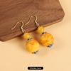 Niche design beeswax earrings retro long literary temperament women's antique cheongsam simple Tibetan earrings