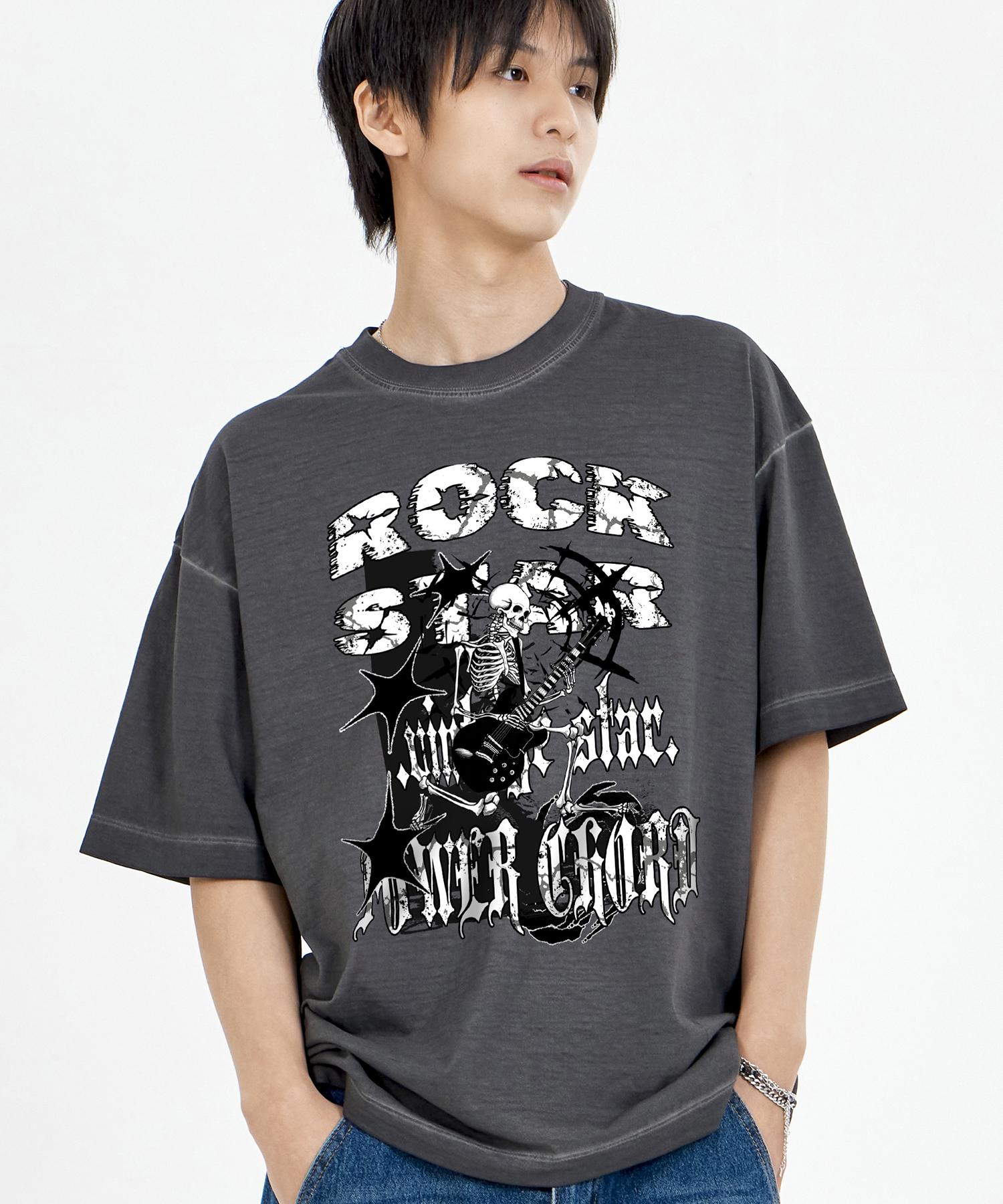 Biel Skeleton Rockstar Pigment Short Sleeve T-Shirt Charcoal M