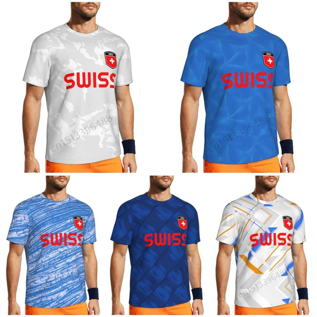 Swiss Switzerland SUISSE Soccer Football Tshirt Print 3D Flag National JERSEY CHEER Training Round Neck Unisex Men Women Sport Short Sleeve Uniform