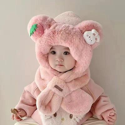 Children's Cute Plush Hat & Scarf Set - Cozy Ear Protection for Autumn/Winter