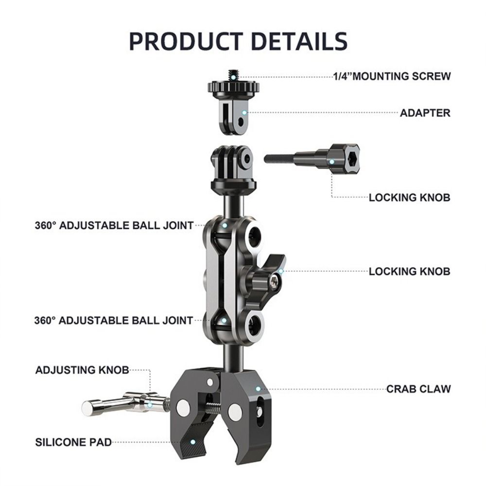 Adjustable Camera Holder Universal 1/4" Screw Microphone Holder Universal Phone Holder Handlebar