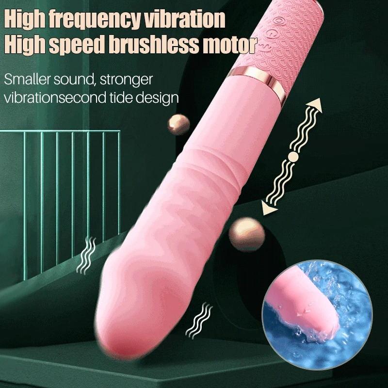 Teleskop-Dildo-Vibrator für Frauen, stoßender Penis, G-Punkt-Stimulation der Klitoris, realistischer Penis, Hand-Sexspielzeug