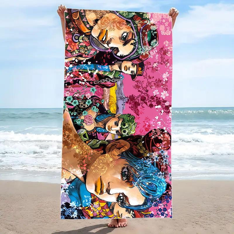 Jjba Print Beach Towel, Large Soft Quick Dry Towel for Beach Camping Swimming