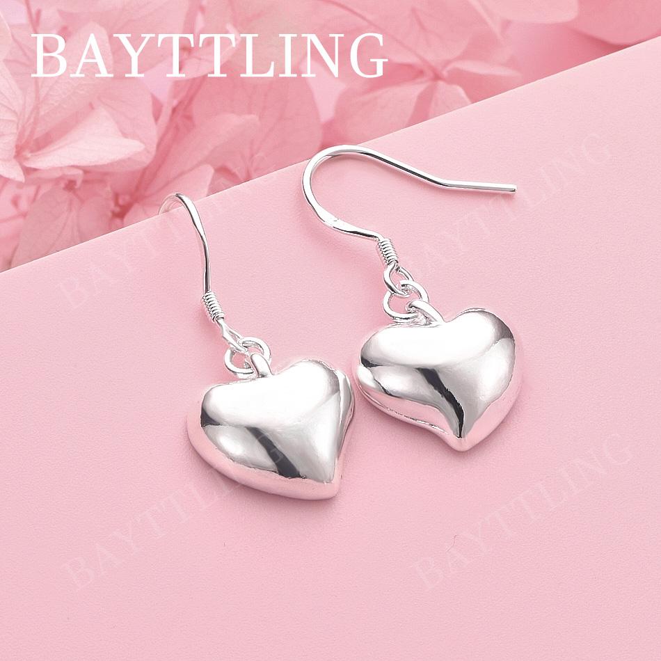 Luxurious 925 Sterling Silver Exquisite Polished Heart-Shaped Earrings for Women Fashionable Wedding Accessories
