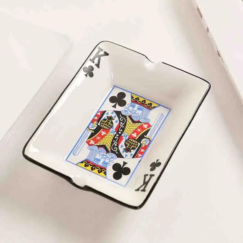Creative Ceramic Ashtray for Home Office Poker Porcelain Ash Tray Smoking Accessories Living Room Ornament Man Gift
