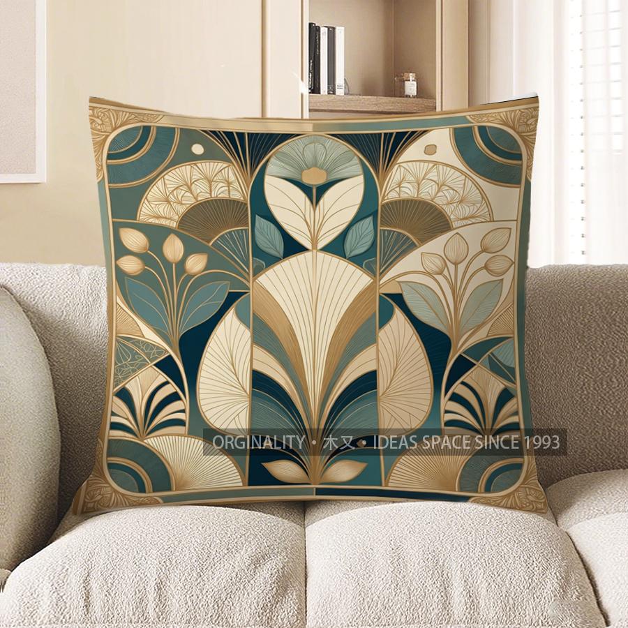 2D Floral & Geometric Patterned Pillow Covers Pattern Cushion Cover Suitable For Sofa Bedroom Car Pillow Cover