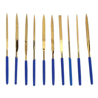 3x140mm Titanbeschichteter Stahl Diamantnadel Feilen Werkzeugsatz für Stahl Keramik Feilen