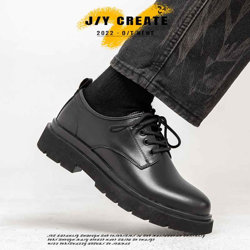 Mid Heel Men Oxford Shoes Split Leather British Men's Office Shoes Men Dress Shoes Formal Lace-up Black Shoes