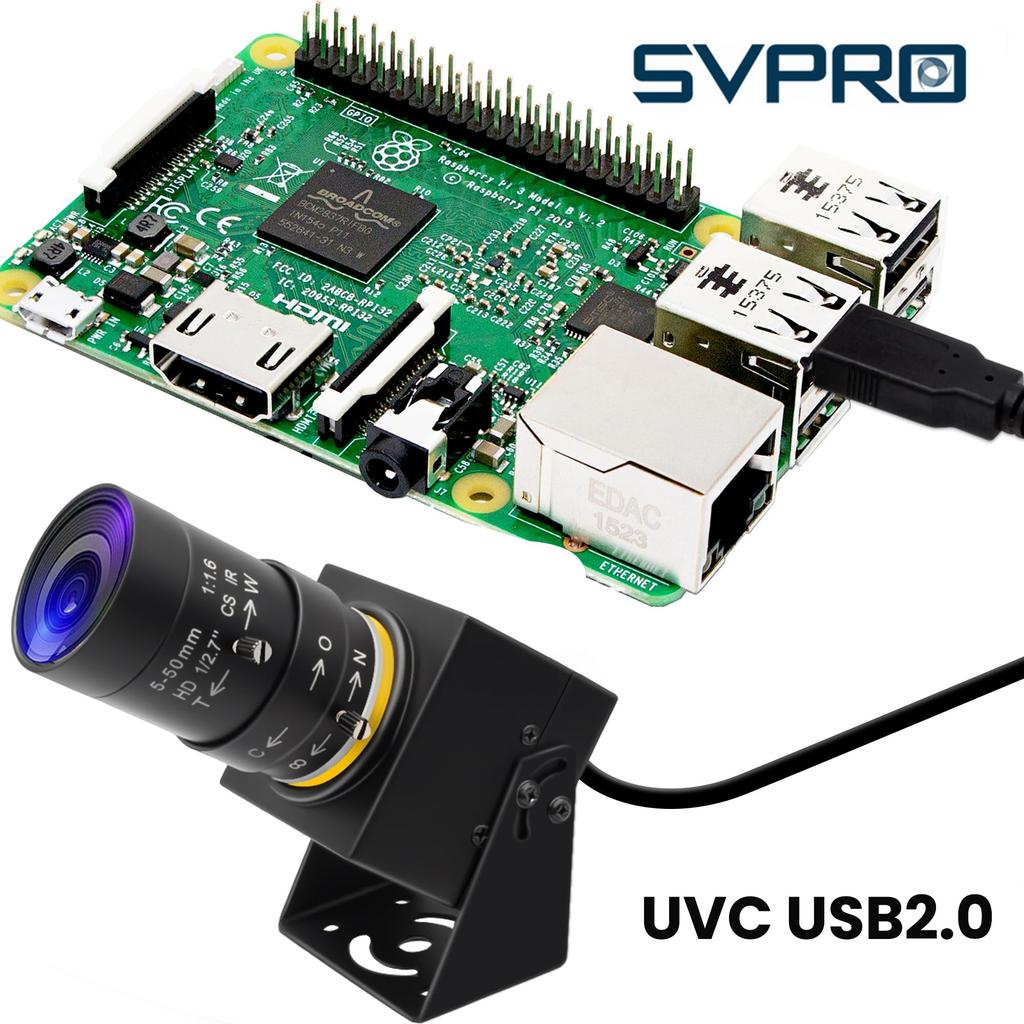 SVPRO 8MP USB Manuell Fokus Webkamera med Varifokalt Objektiv 10x Zoom Eksternt Kamera for Bærbare Datamaskiner og UVC Plug and Play Kamera, 5-50mm CS-Feste - PCer,