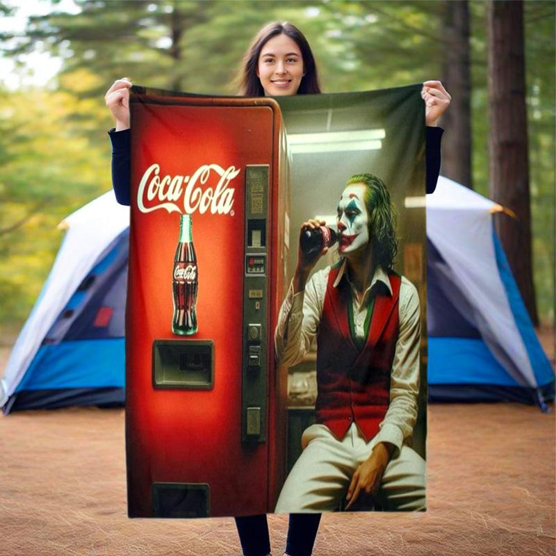 Christmas Gift Halloween Themed Cola Beverage Coca Cola Blanket Soft Home Furnishing Nap Decoration Four Seasons Warm Sherpa Blanket U24