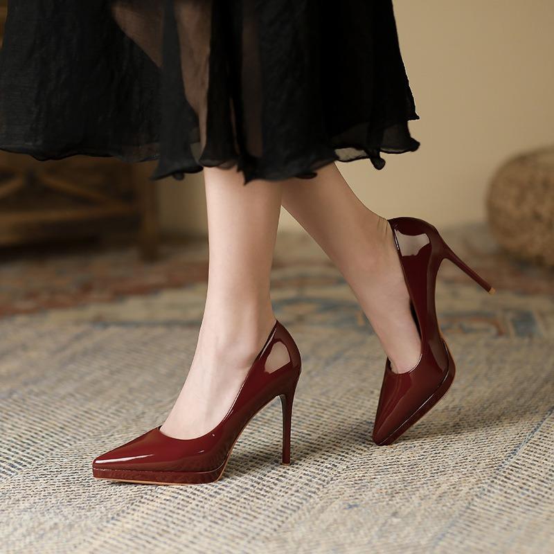8 pointed thin heels high heels for women, sexy temperament waterproof table single shoes for women, solid color super high heels