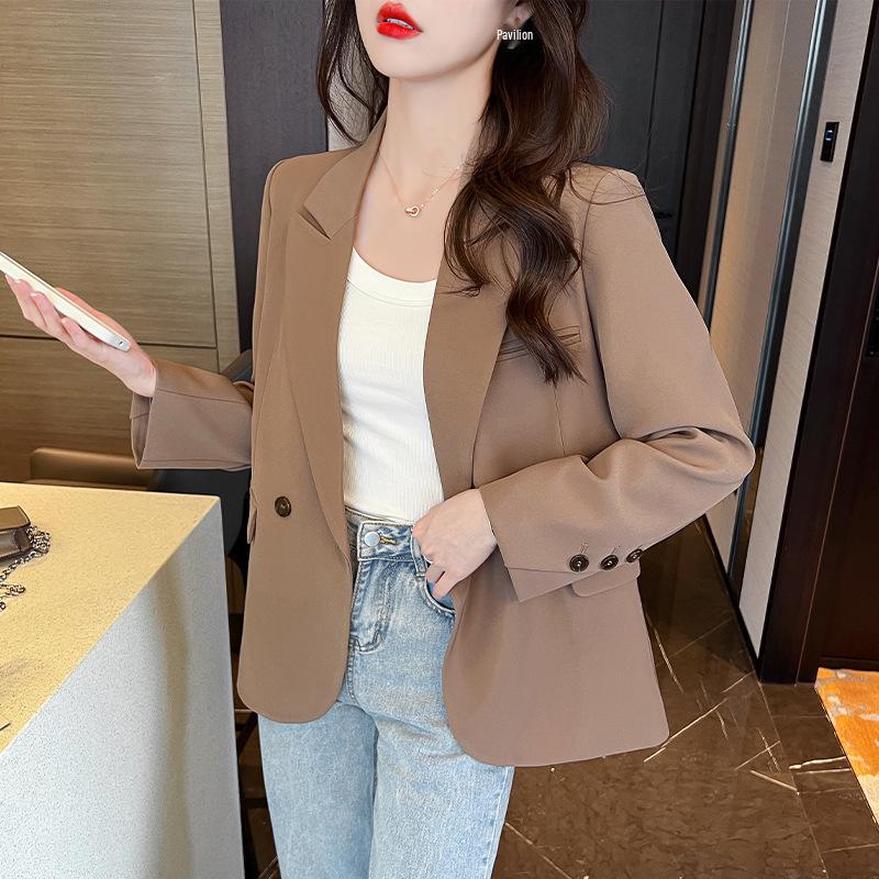 2026 Autumn Korean Street Style Loose Coffee Suit Jacket for Women