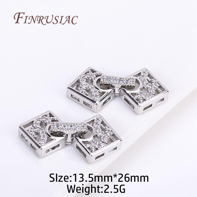18K Gold Plated Inlaid Zircon Luxury Fastener Connector Clasps,End Beads Fastener Lock Accessories,DIY Jewellery Making Supplies